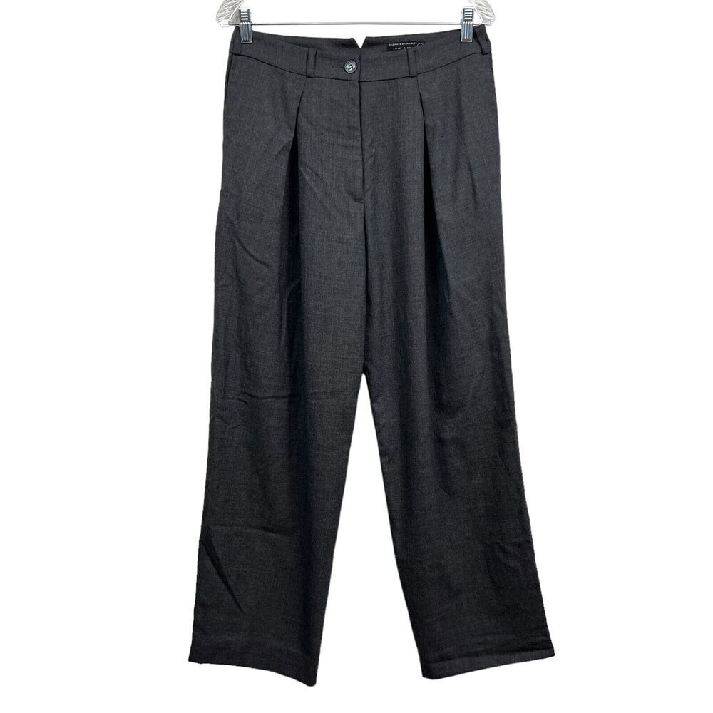 All Saints Women Spitalfields Wool Dress Pants Pleated Slash Pockets Charcoal 8*